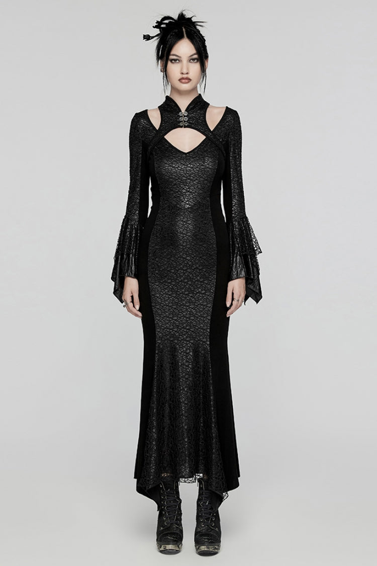 Gothic Dress with Cheongsam Collar Fishtail Hollow Design