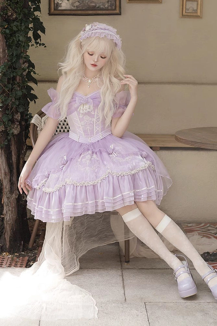 Violet Music Box Ruffled Bow Ballet Elegant Doll Dress