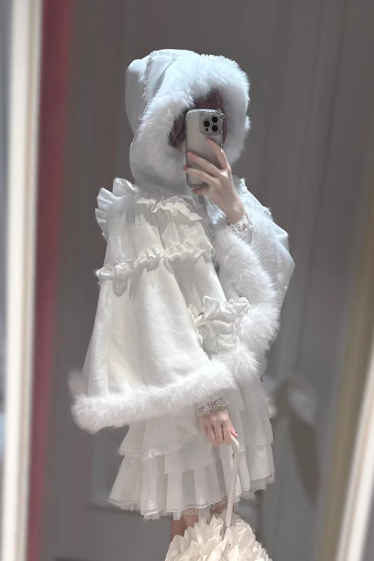 Ivory Long Sleeve Layered Skirt Set with Bows - Snow Season Love Letter
