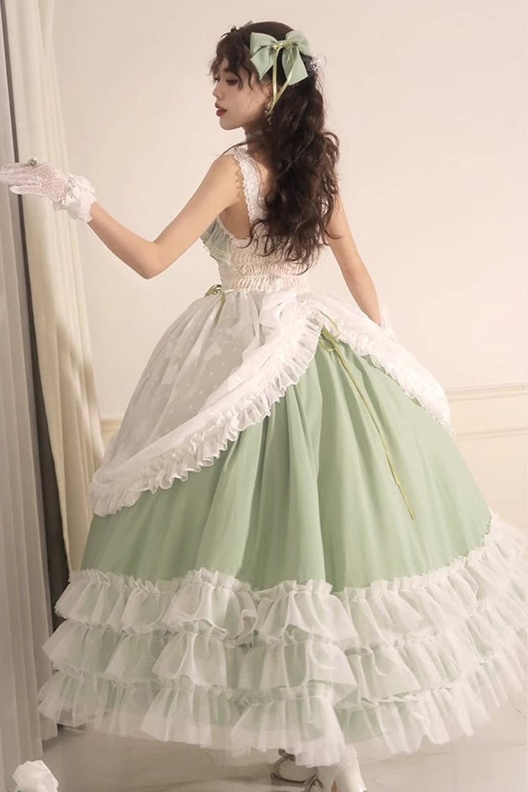 Jade Multi-Tier Hanayome Lace-Up Plus-Size Sweet Lolita JSK (Long)