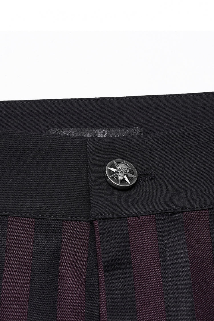 Crimson & Noir Striped High-Rise Gothic Trousers for Men