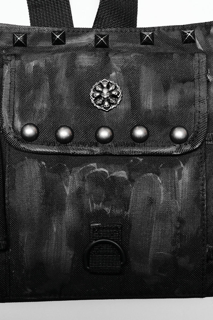 Steampunk Backpack with Metal Rivets and Nylon Camouflage