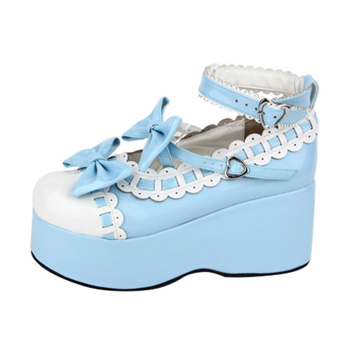 Blush Lace Bow Platform Lolita Heels