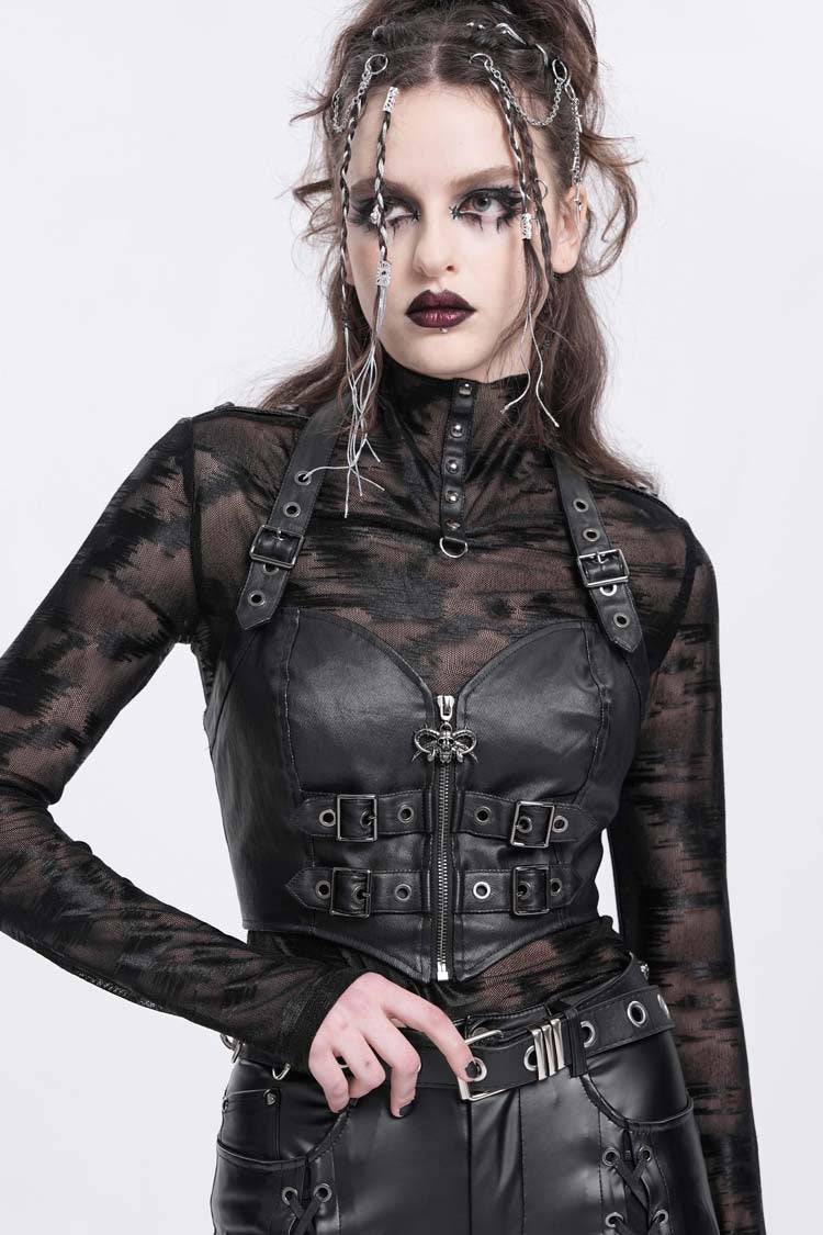 Punk Overbust Corset with Halterneck Buckle Design