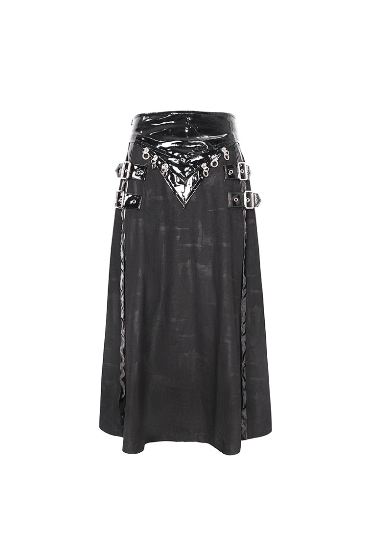 Patent Split Front Punk Skirt for Men