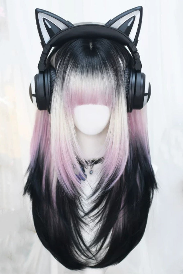 Gradient Lolita Wig with Pink and Purple Hues, Straight