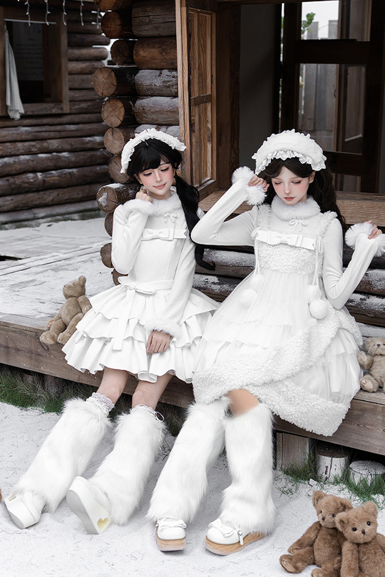 Triple Ruffled Bow Sweet Lolita JSK Outfit