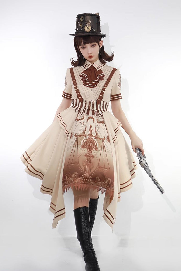 Cocoa Short Sleeve Libra Print Vintage Punk Lolita Dress
