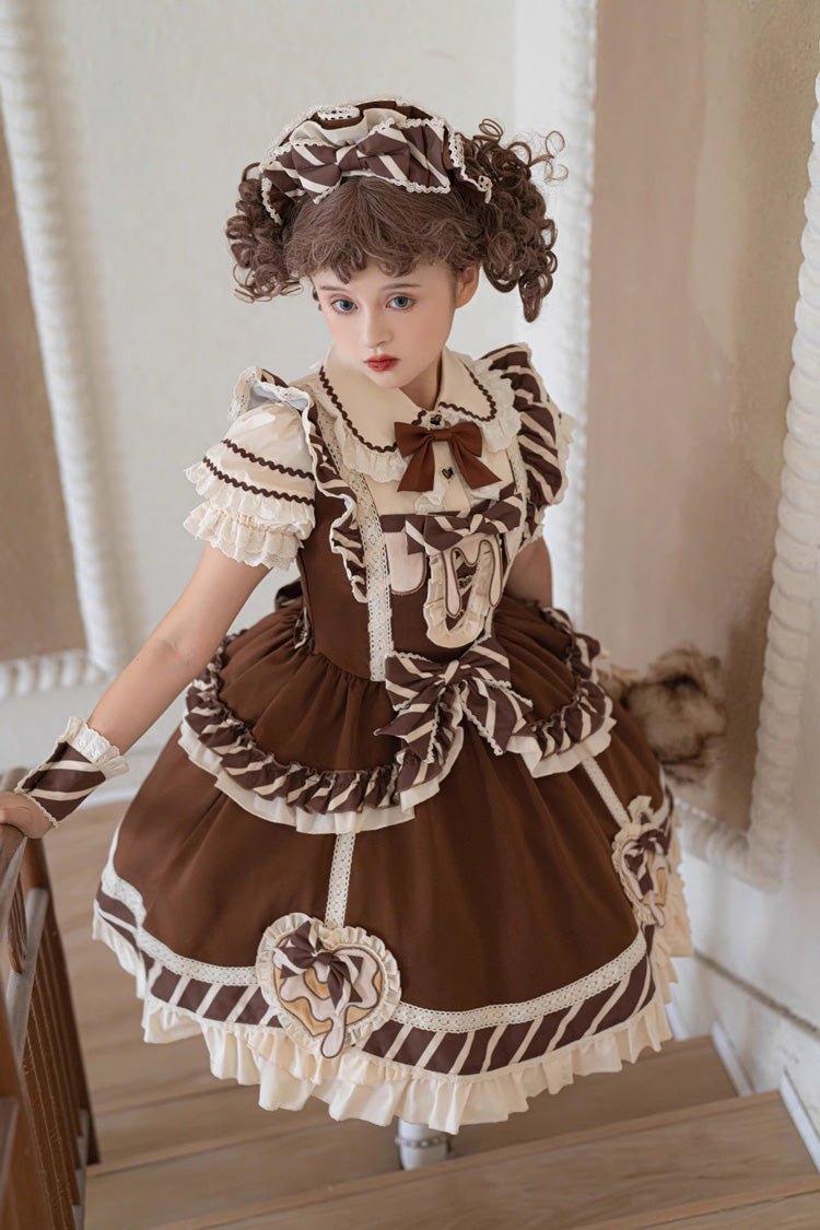 Cocoa Short Sleeve Printed Ruffle Bowknot Princess Lolita JSK Set