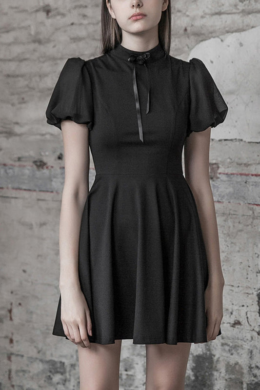 Heart Shaped Hollow High Waist Bow Steam Punk Dress