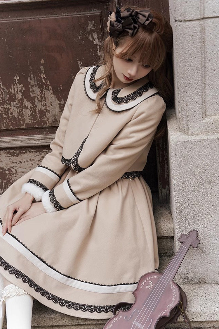 College Style Two-Piece Set with Doll Collar and Bowknot