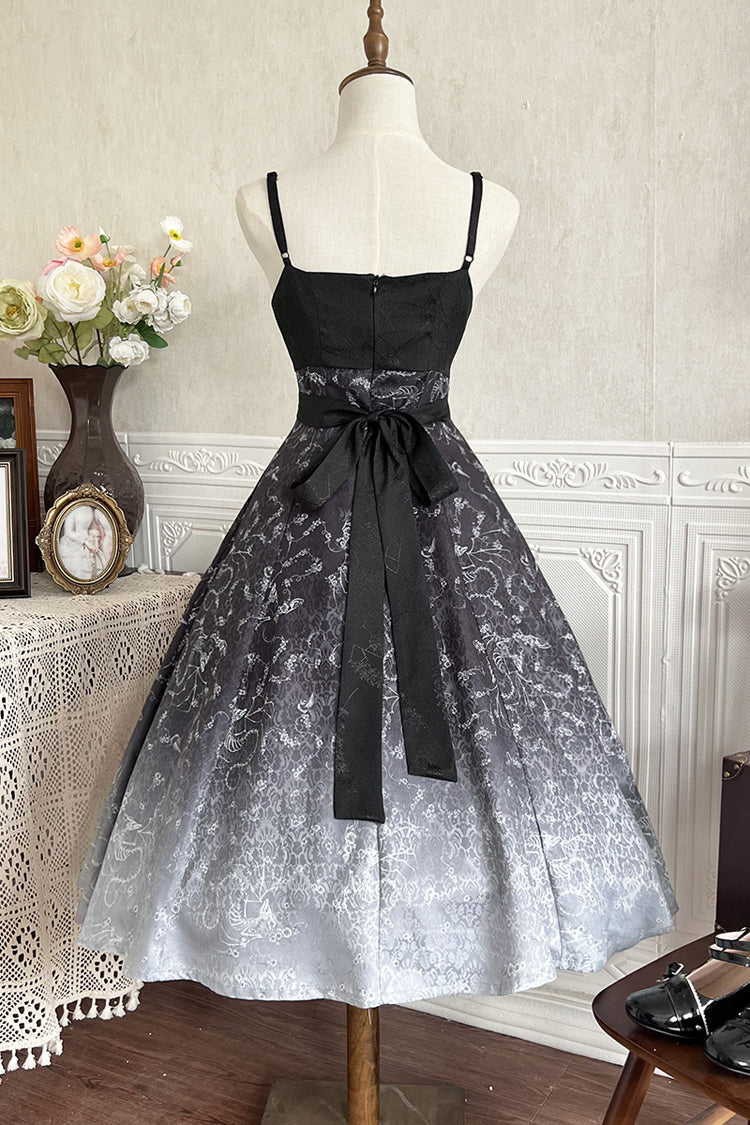 Black White Printed Bone Magic Ruffle Cardigan Lace Classic Gothic Princess Lolita Jsk Dress