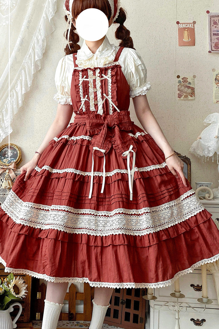 Ruffle Bowknot Lace Sweet Lolita JSK in 6 Colors - Summer Flower Tea