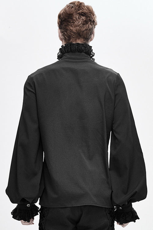 Men's Gothic Blouse with Hand-Embroidered Chiffon Detail