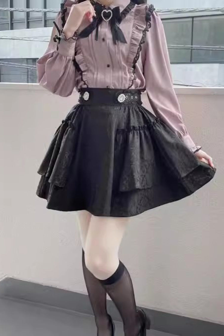 Dark Jacquard Bow Sweet Lolita Skirt - Japanese Style