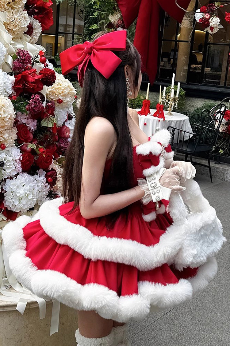 Red Strapless Bow Sweet Princess Dress - Holiday