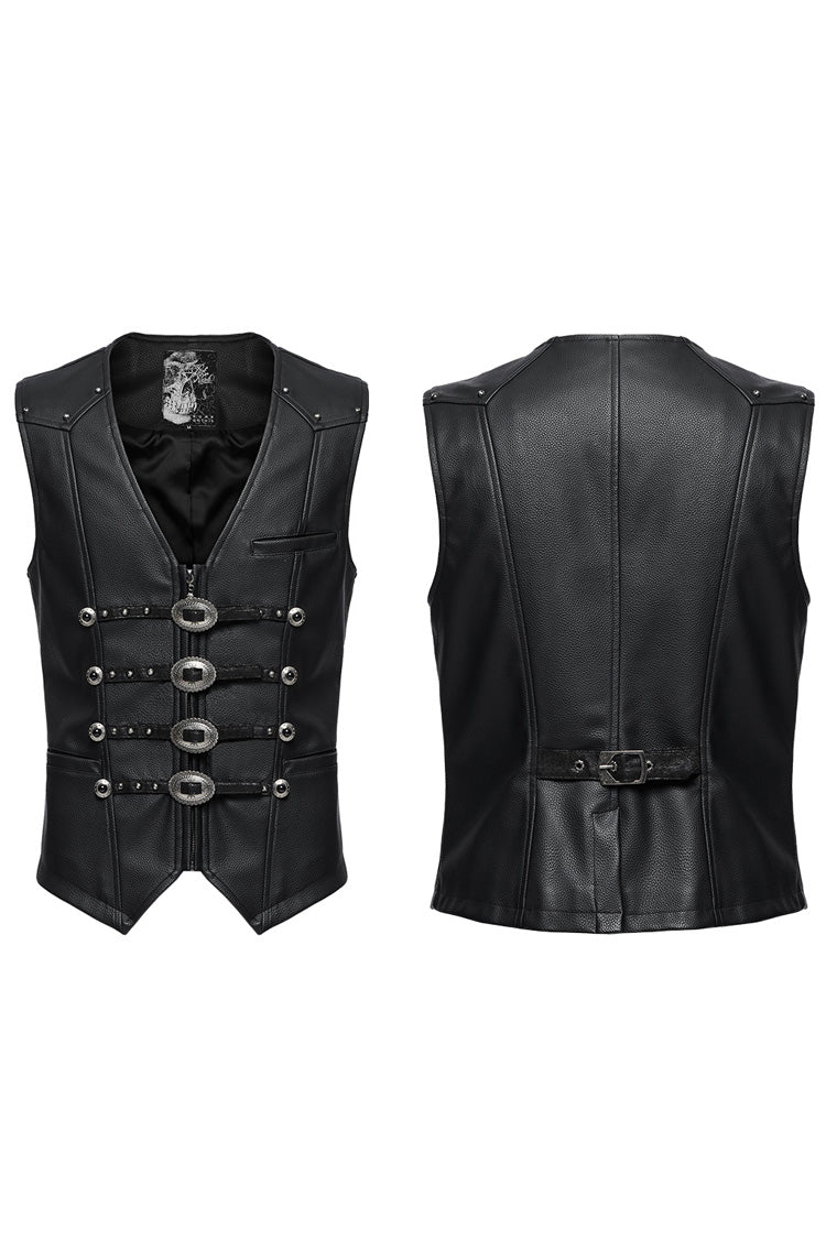 Men's Gothic Vest with Buckle and Rivet Accents