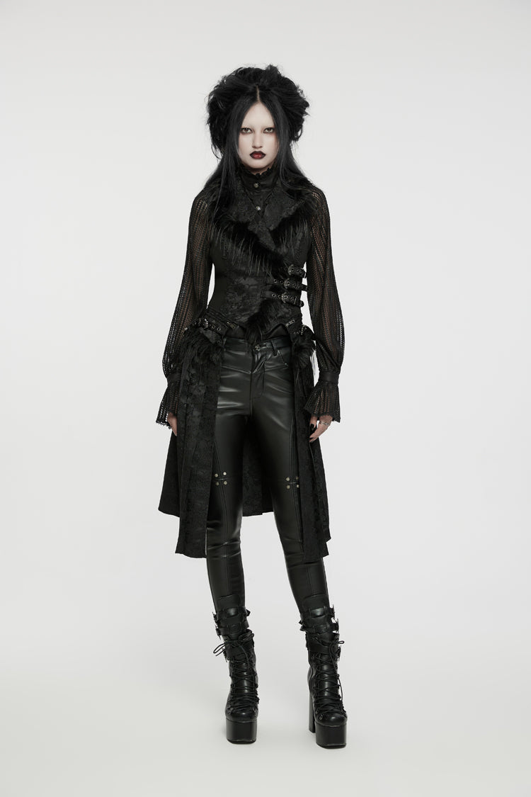 Detachable Jacquard Lace-Up Gothic Sleeveless Vest