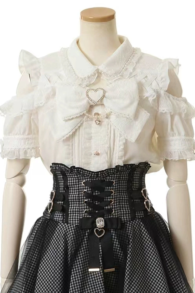 High Waist Mesh Buckle Skirt - Jirai Kei Fashion