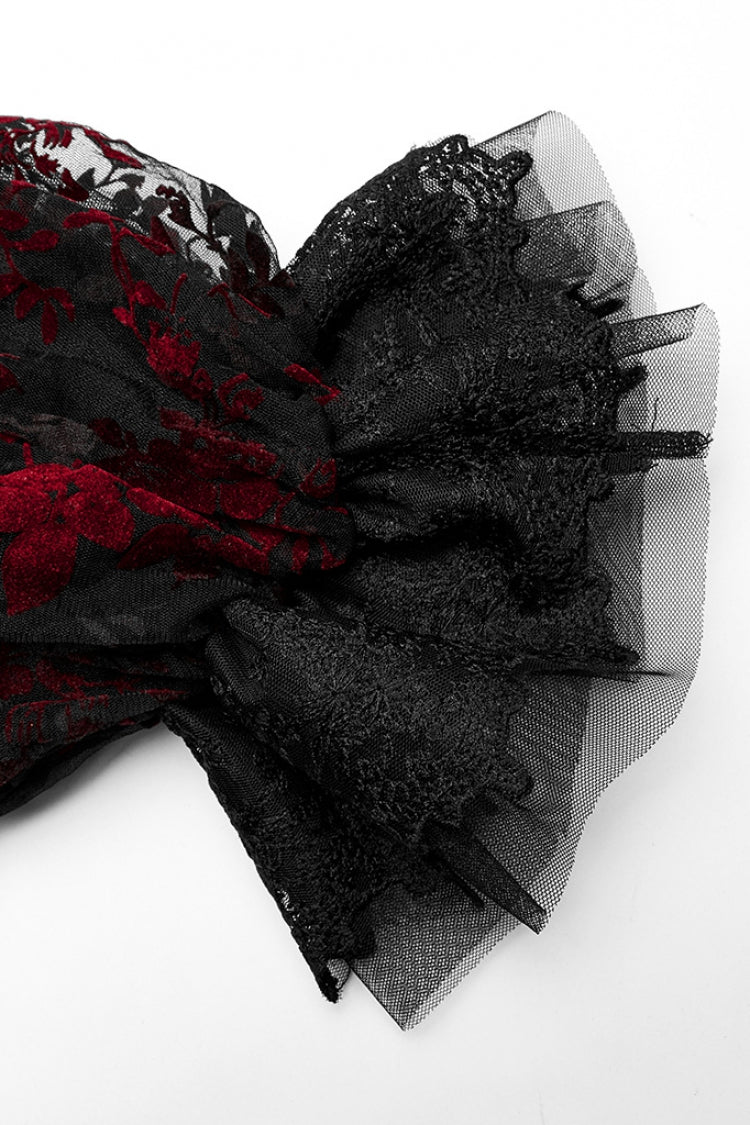 Gothic Dress with Puff Sleeves and Ruffle Lace