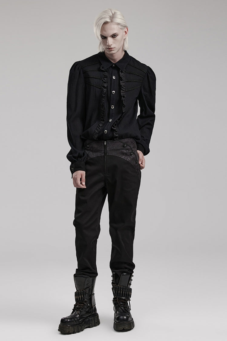 Slate Gothic Pants with Front Zip and Slim Fit