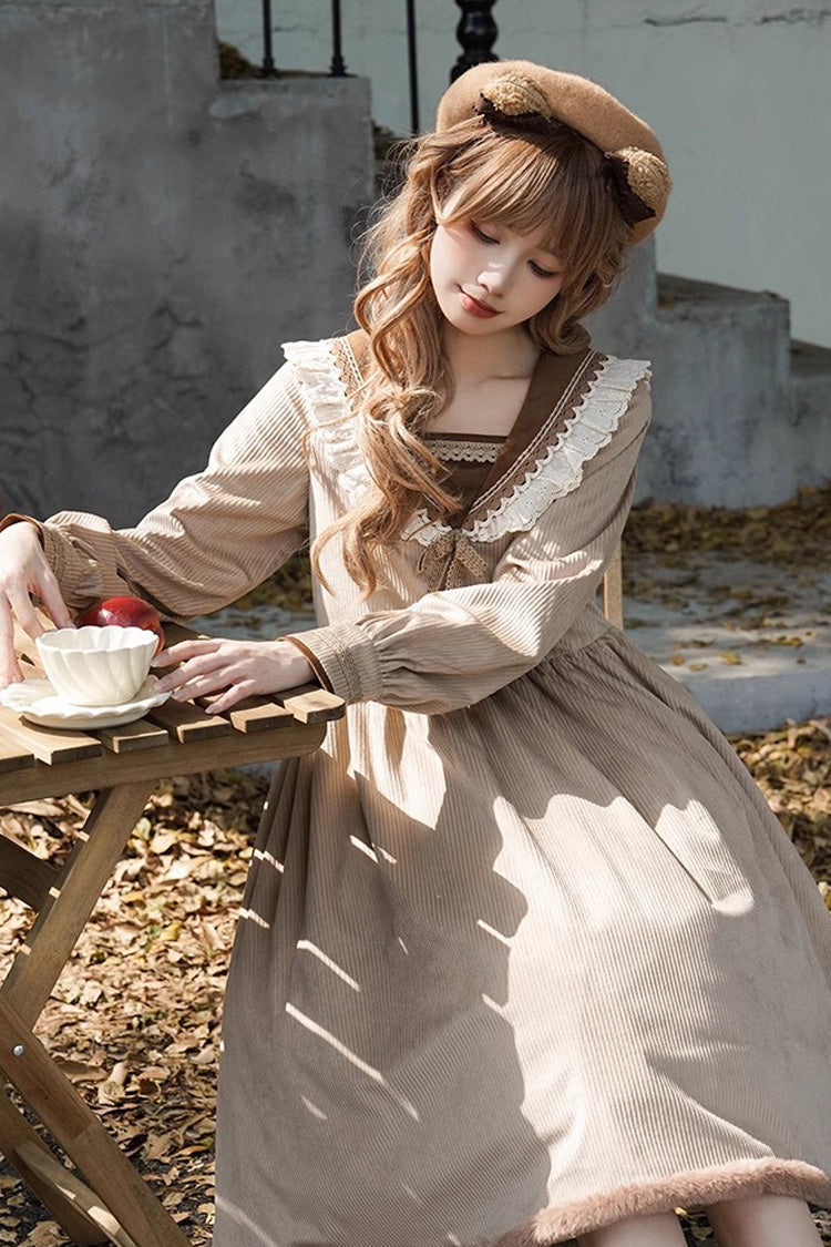 Brown Coco Diary Long Sleeve Autumn Winter Sweet Princess Lolita Dress