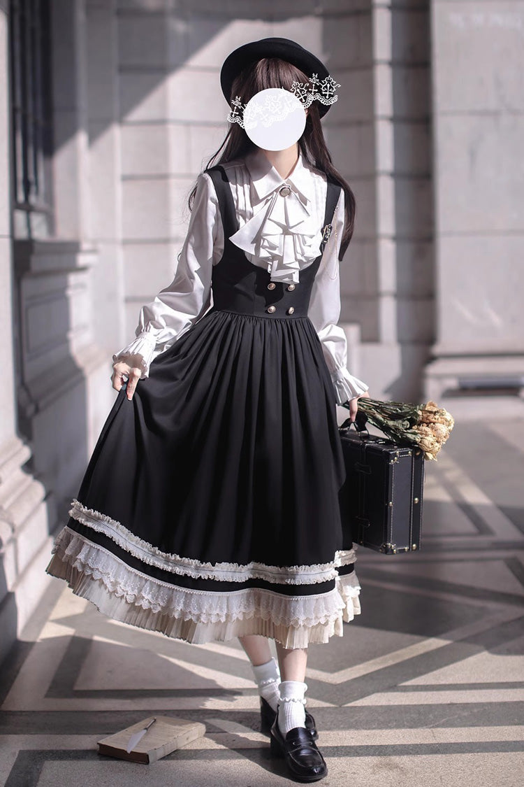 Black Bow Lace Elegant Jumper Dress - Hathaway
