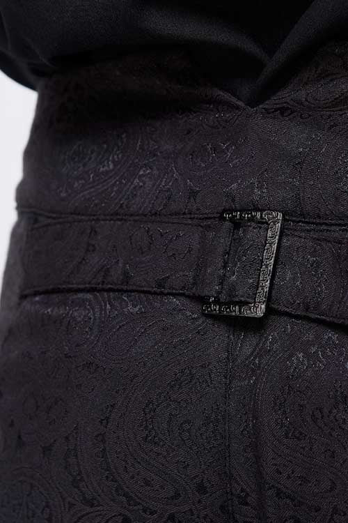 Gothic Wedding Jacquard Trousers with High Waist, Slim Fit