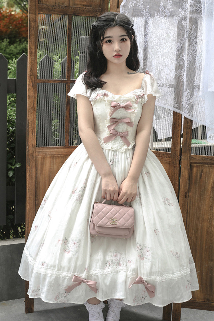 Plus Size Lolita Dress - Ruffle Bow, Short Sleeve, 2 Shades