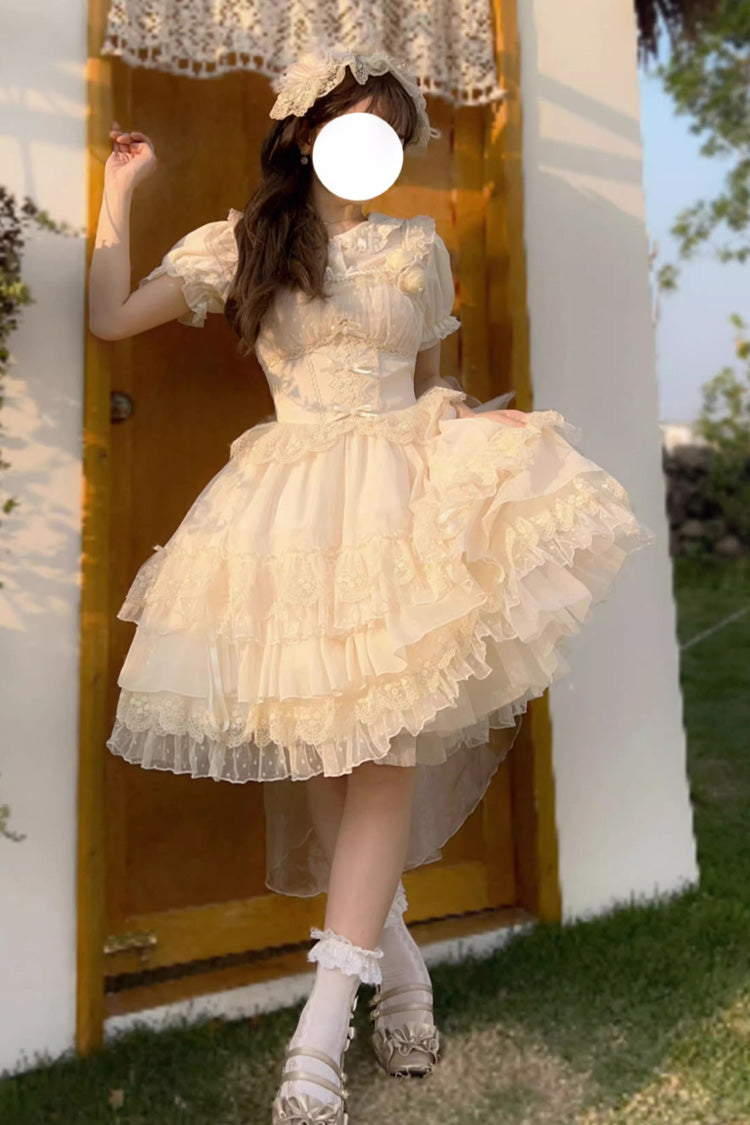 Apricot Multi-Layer Annie's Tea Party Ruffle Hanayome Sweet Lolita Jsk Dress