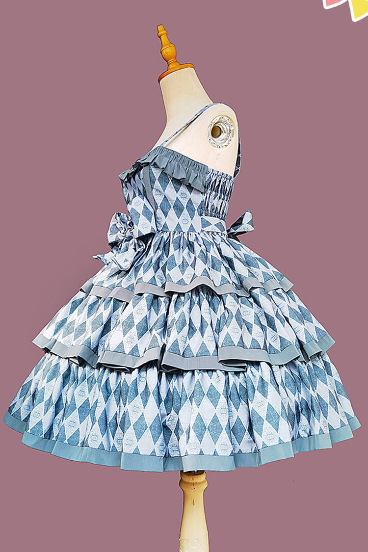 Stripe Triple-Layered Ruffle Bow Sweet Lolita Dress