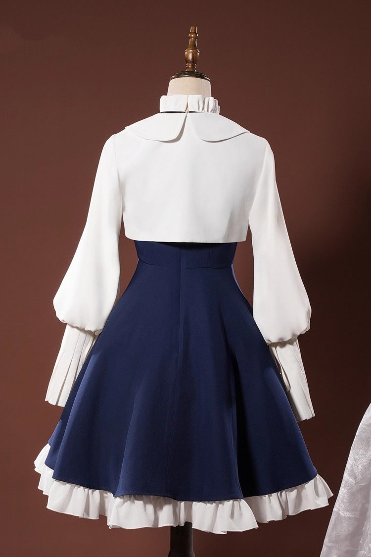 Cerulean and Ivory Ruffle Bow Cosplay Dress Set Inspired by Arknights Amiya - Classic Lolita