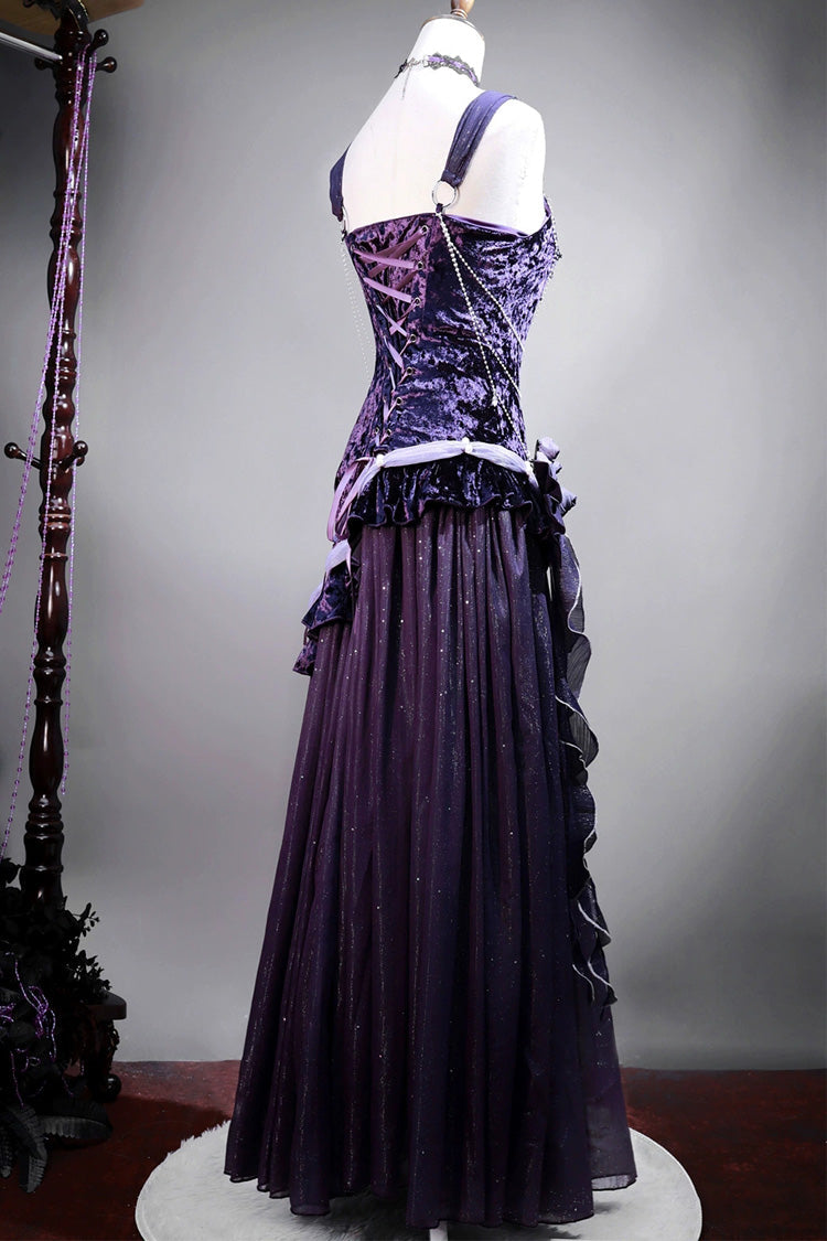 Violet Nocturne Mystery Embroidered Bow Lace Vintage Elegant JSK