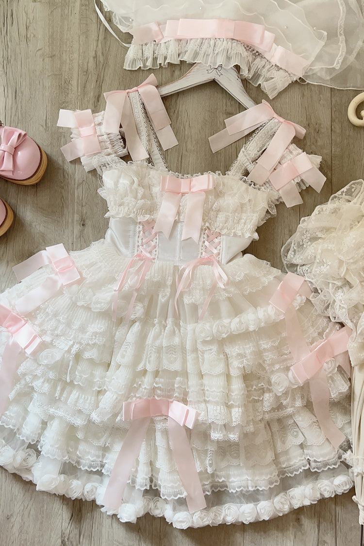 Love Song Multi-Layered Ruffled Bowknot Lace Sweet Princess Jsk Dress