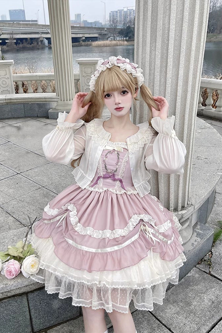 Pink Dancing Light Ruffle Embroidered Lace Lolita Dress