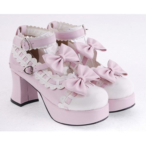 Blush Round Strap High-Heel Lolita Shoes