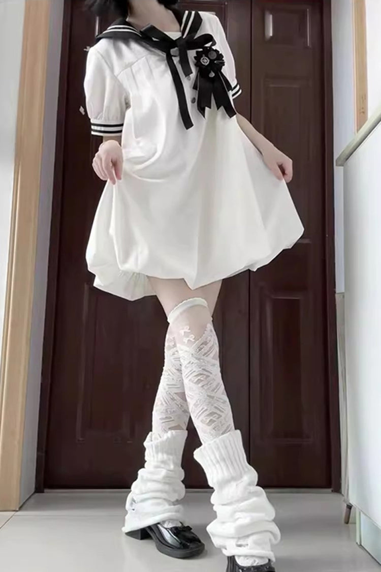 Old Stories Navy Collar Bow Sweet Lolita Dress