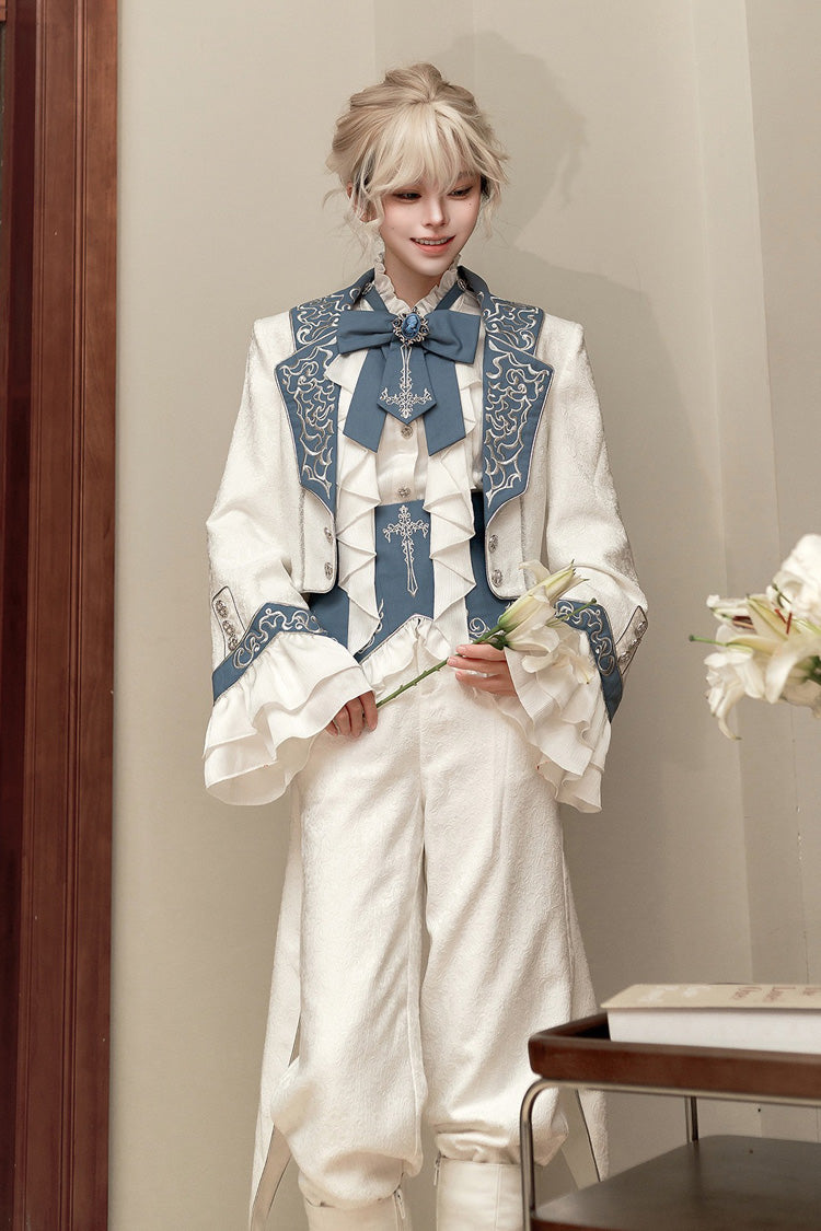 Ivory Moonlit Paladin Prince Ruffle Embroidery Bow Classic Ouji Set