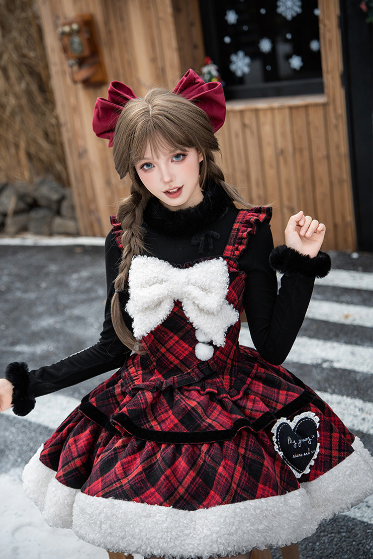 Letters Poems Snowy Night Serenade Triple-Layered Print Ruffle Bowknot Sweet Lolita Jsk Dress Set