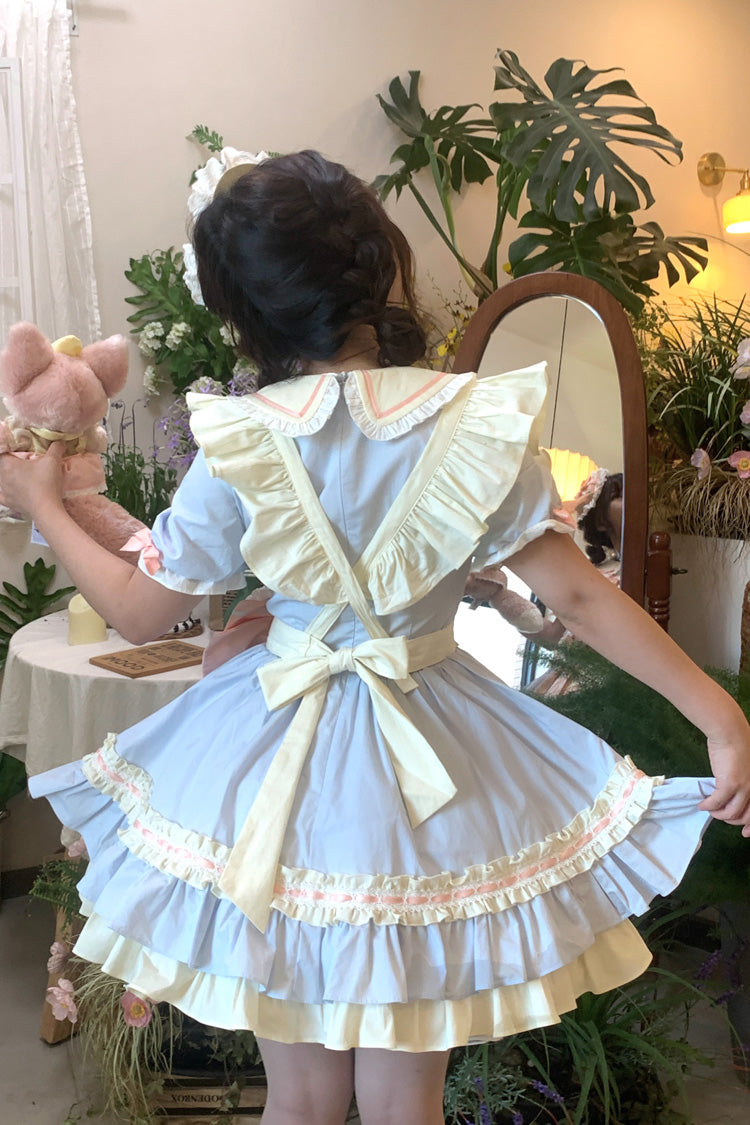 Cookies Short Sleeved Ruffled Sweet Lolita Tiered Dress - Maid Style
