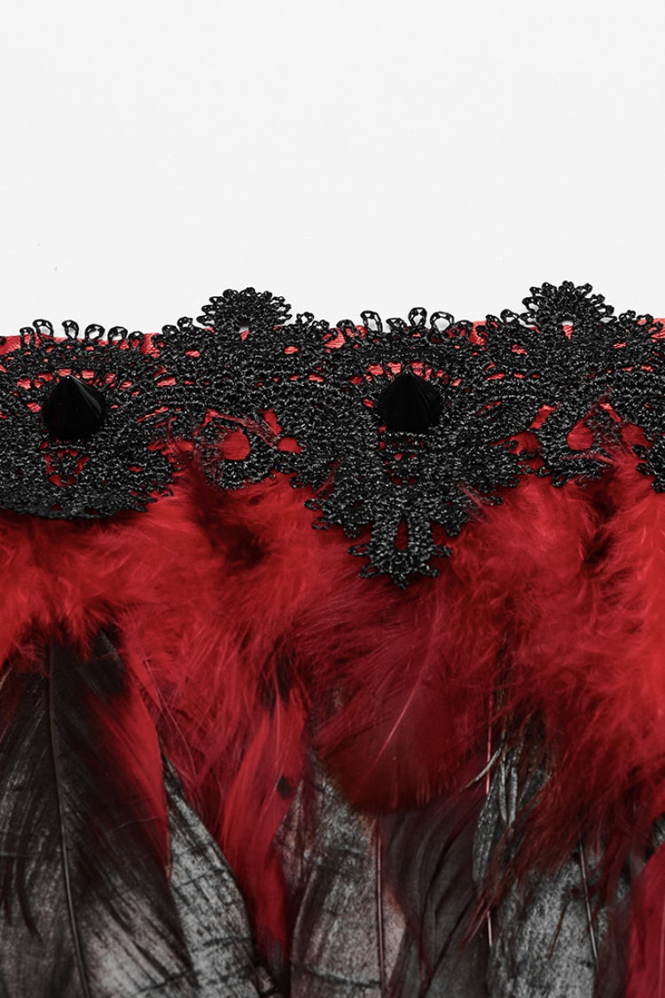 Crimson & Noir Faux Feather Gothic Shoulder Harness for Women