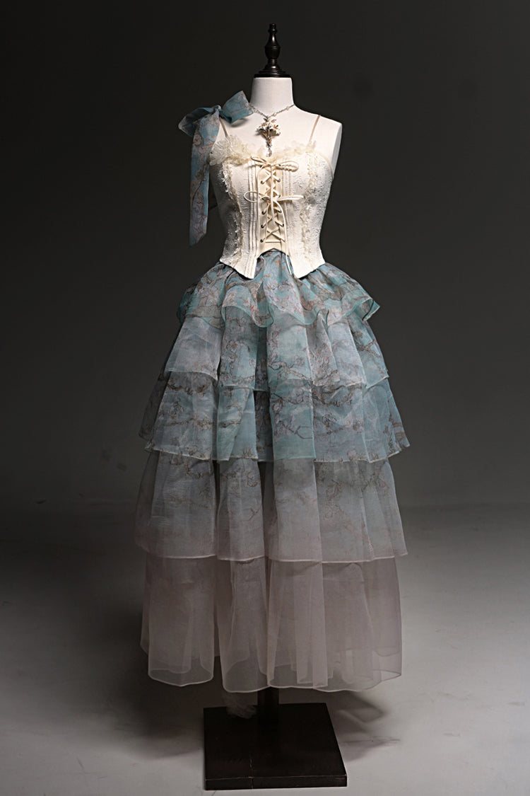 Emerald Gradient Multi-Layer Print Sweet Skirt