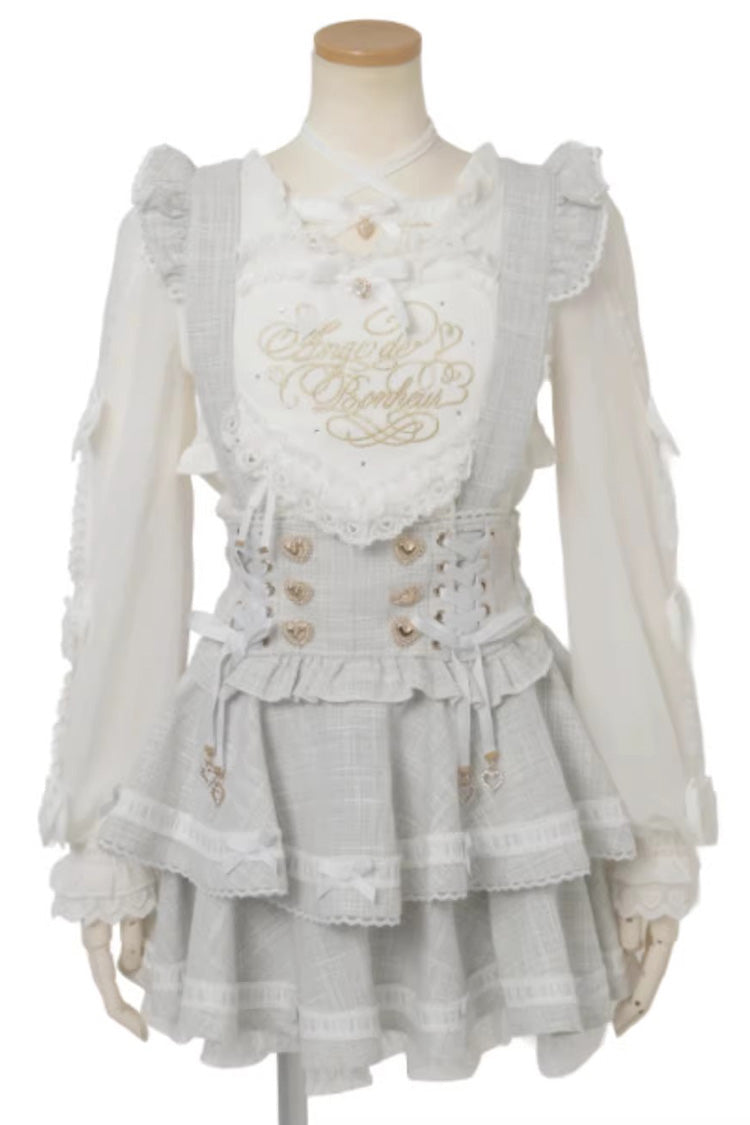 Enchanting Layered Printed Lace Suspender Skirt with Ruffles in Three Variants