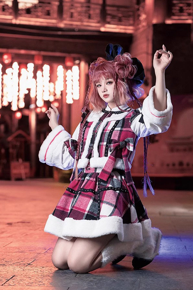 Multi-Color Plaid Bowknot Autumn Winter Sweet Lolita Skirt Set