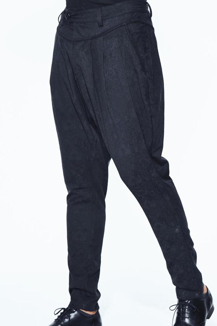 Jacquard Ribbon Snap Fastener Gothic Trousers for Men