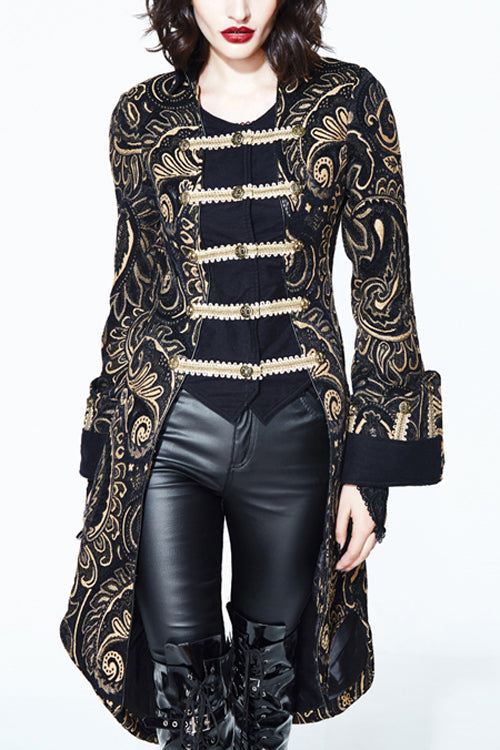Gold Fake Two-Piece Pirate Costume Gothic Women's Coat