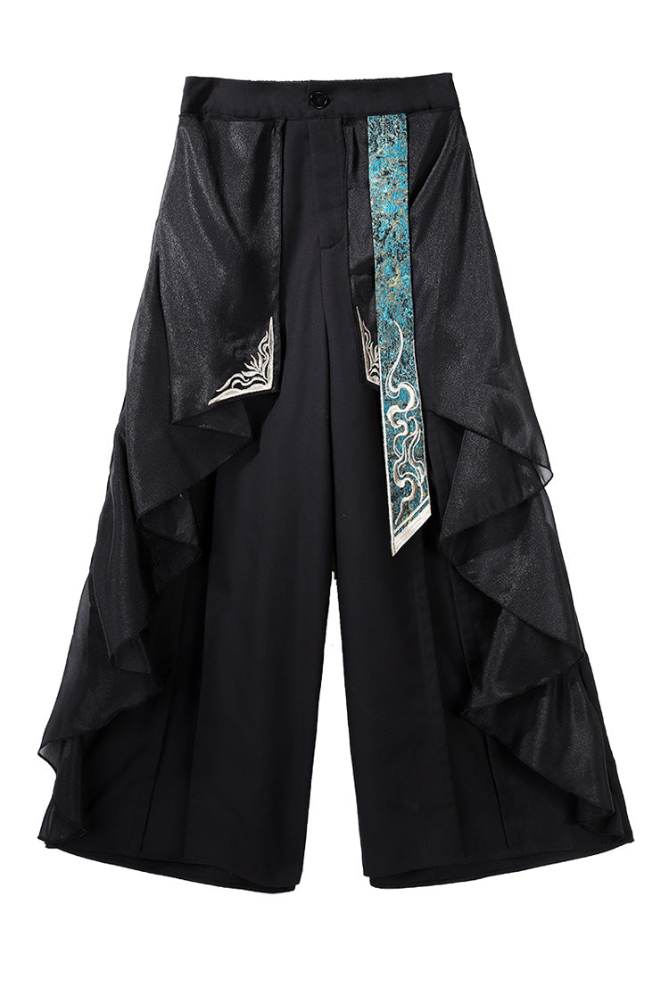 Ruffle Embroidery Round Collar Long Sleeve Ouji Set