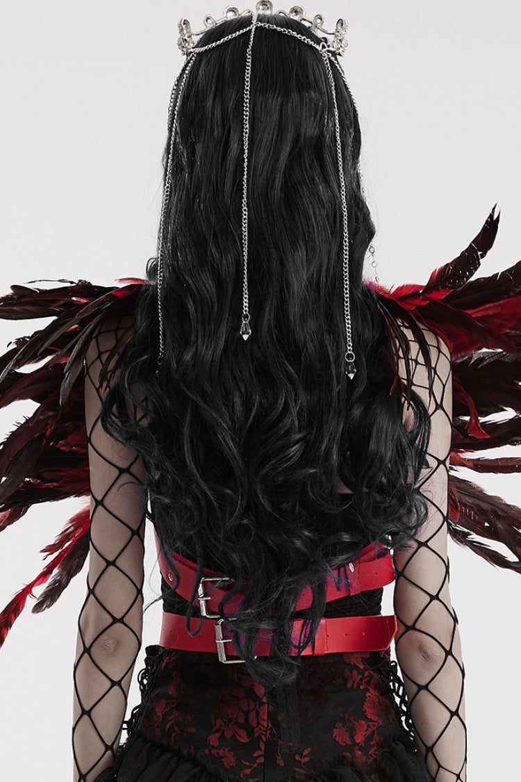 Crimson & Noir Faux Feather Gothic Shoulder Harness for Women