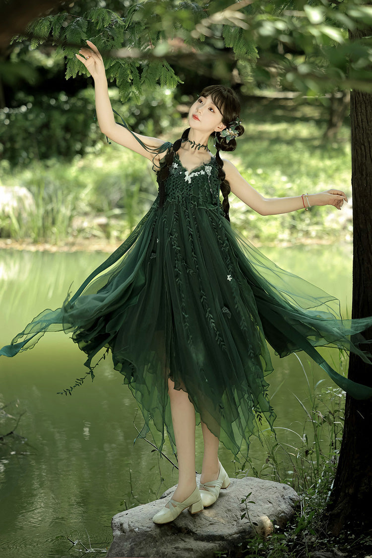 Emerald Forest Asymmetric Hem Sweet Chinese Jumper