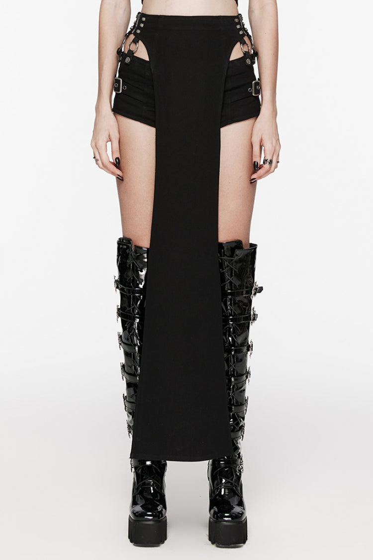 Punk Removable Shorts with Buckle and Rivet Details